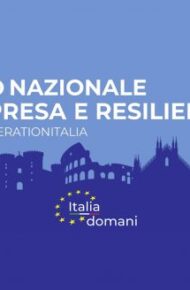 Piano nazionale di ripresa e resilienza #Nextgenerationitalia domani; Stemma dell’Unione Europea e logo della Repubblica